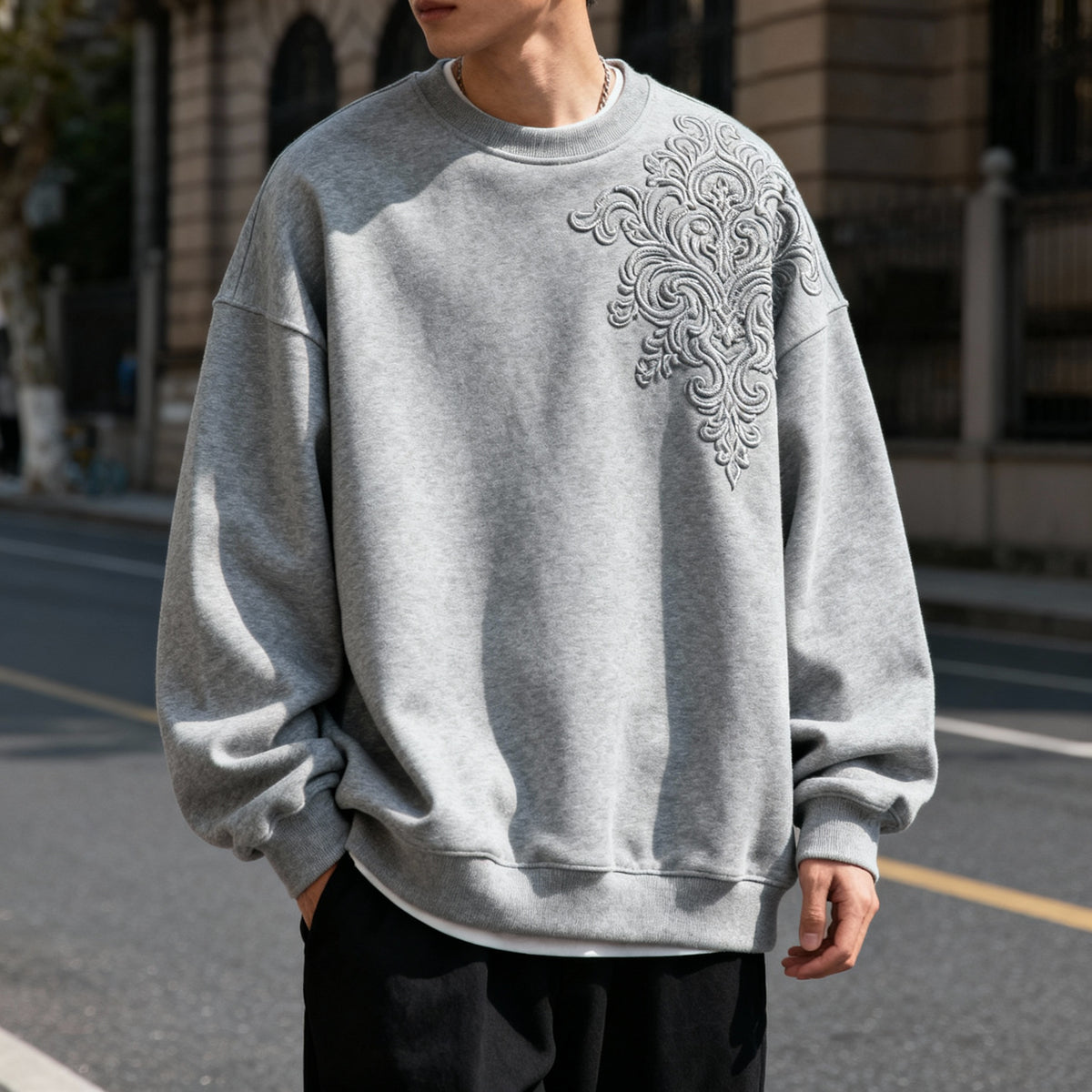 Premium Oversized Embroidered Sweatshirt